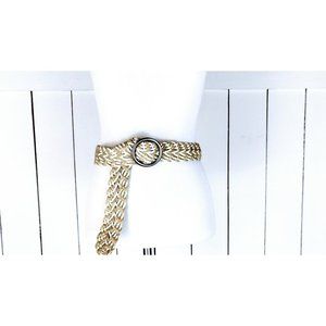 Braided woven brown/white faux leather vintage boho/hippie belt/Huarache braided